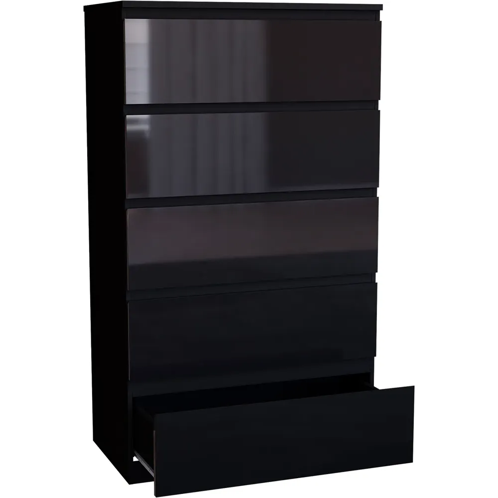 Glinton 5 Drawer Chest of Drawers - Black