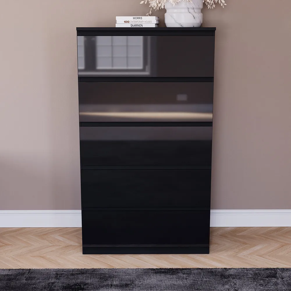 Glinton 5 Drawer Chest of Drawers - Black