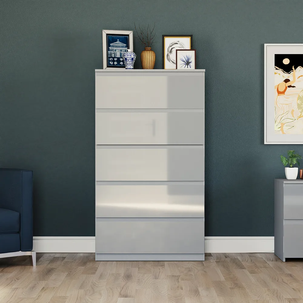 Glinton 5 Drawer Chest of Drawers - Grey