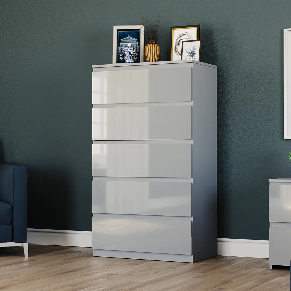 Glinton 5 Drawer Chest of Drawers - Grey