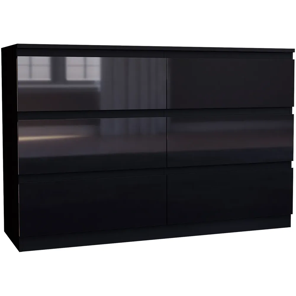 Glinton 6 Drawer Chest of Drawers - Black