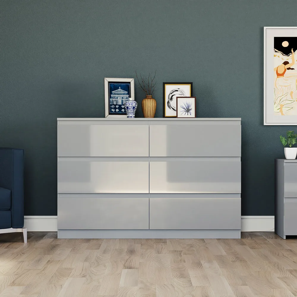 Glinton 6 Drawer Chest of Drawers - Grey