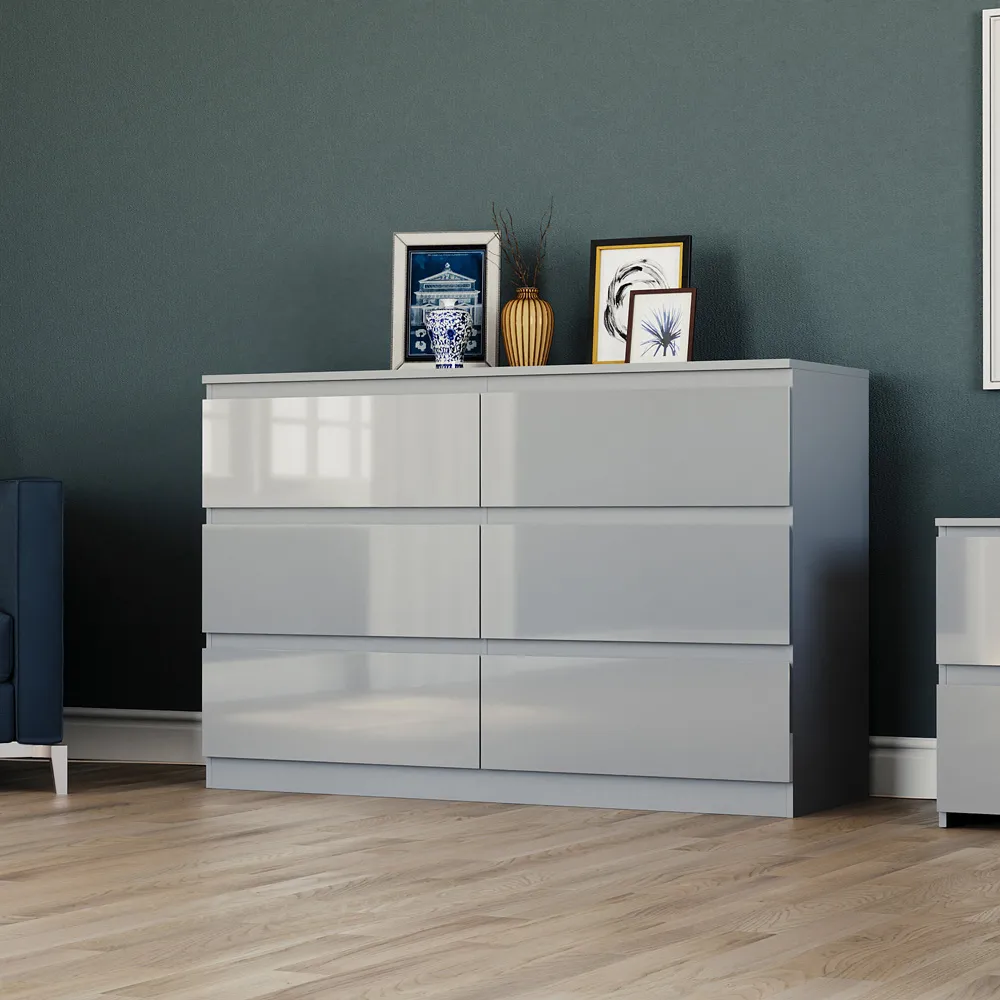 Glinton 6 Drawer Chest of Drawers - Grey