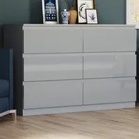 Glinton 6 Drawer Chest of Drawers - Grey
