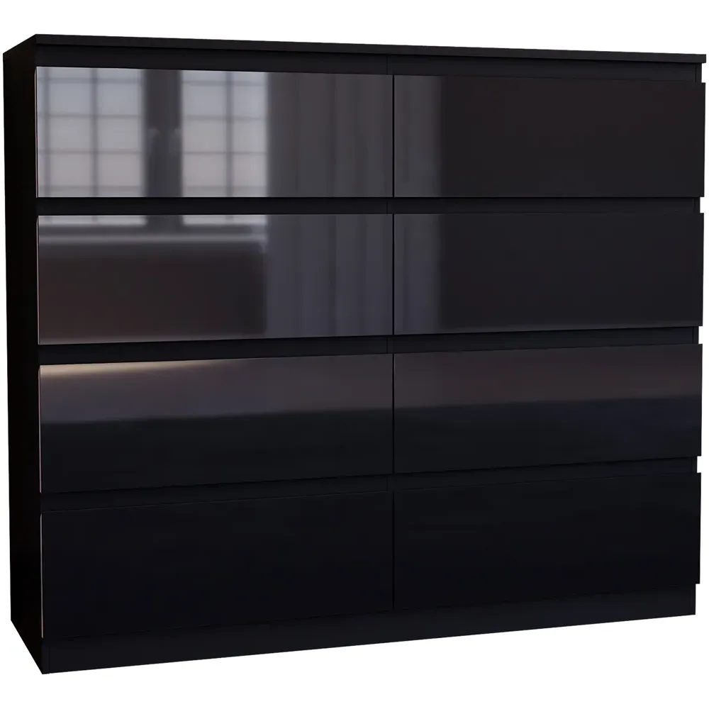 Glinton 8 Drawer Chest of Drawers - Black