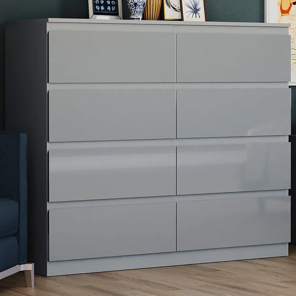 Glinton 8 Drawer Chest of Drawers - Grey