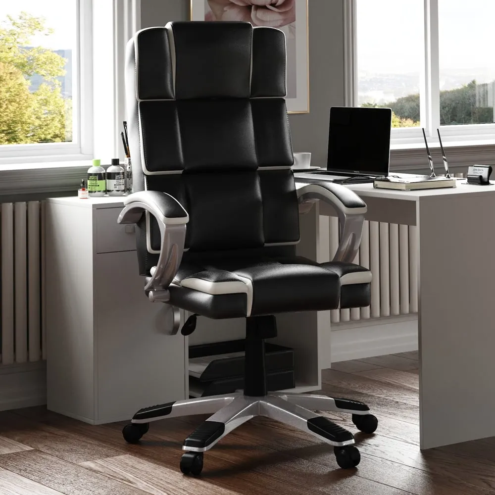 Henderson Swivel Office Chair - Black, PU Leather