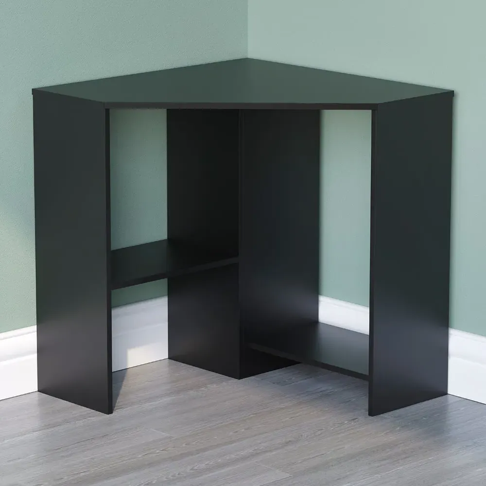 Hetton Corner Computer Desk with Storage - Black