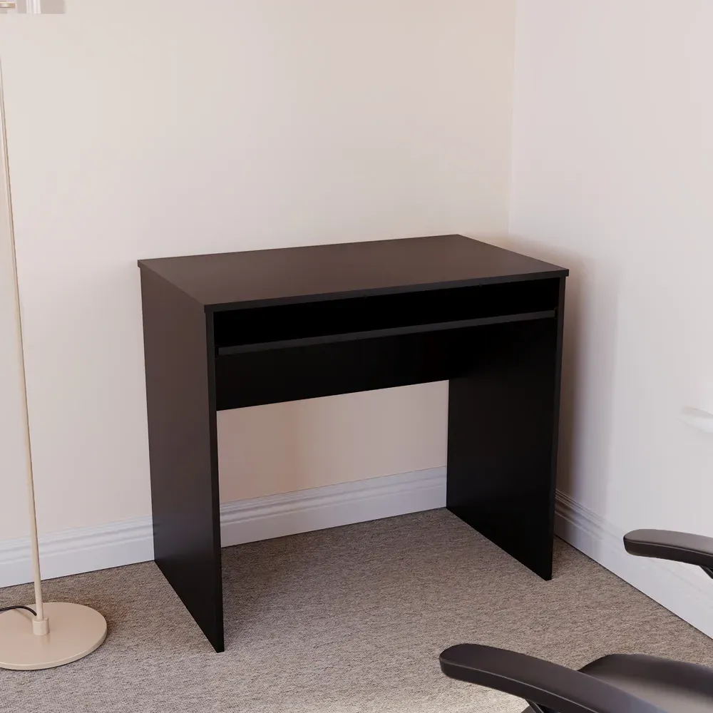 Huby Computer Desk with Sliding Shelf - Black