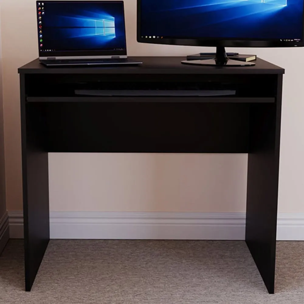 Huby Computer Desk with Sliding Shelf - Black image