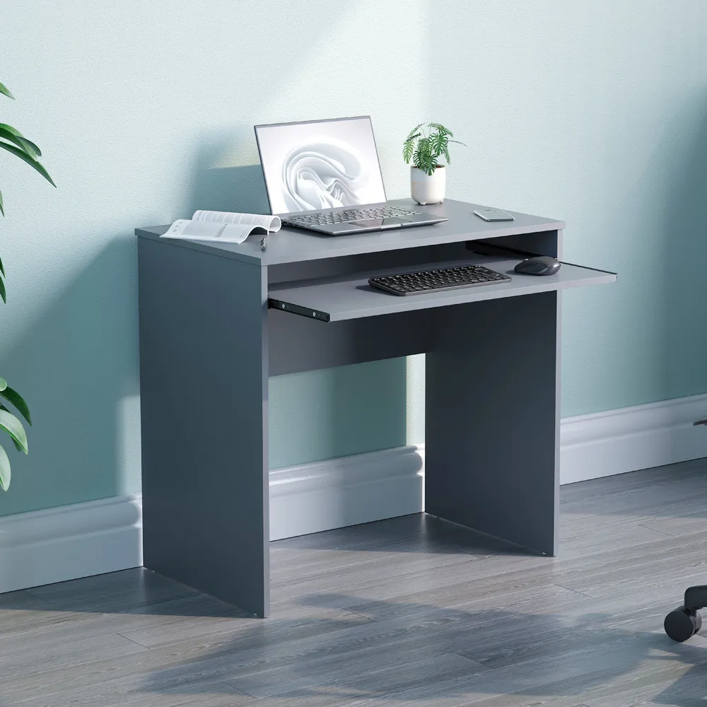 Huby Computer Desk with Sliding Shelf - Grey