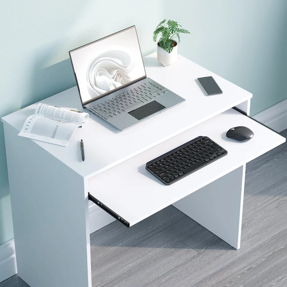 Hudson Computer Desk with Sliding Shelf - White