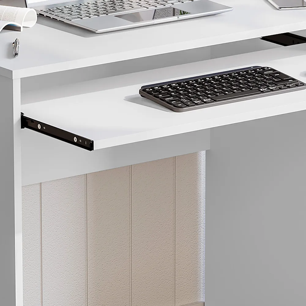 Hudson Computer Desk with Sliding Shelf - White