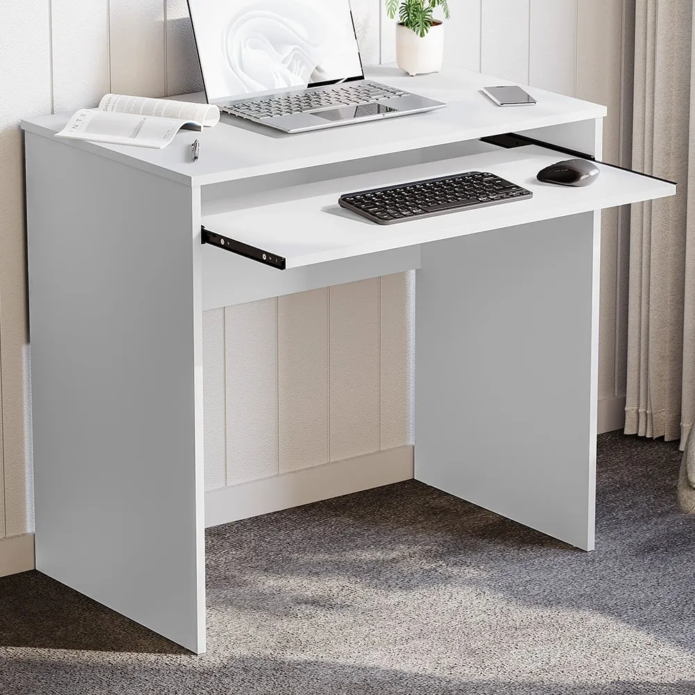 Hudson Computer Desk with Sliding Shelf - White image