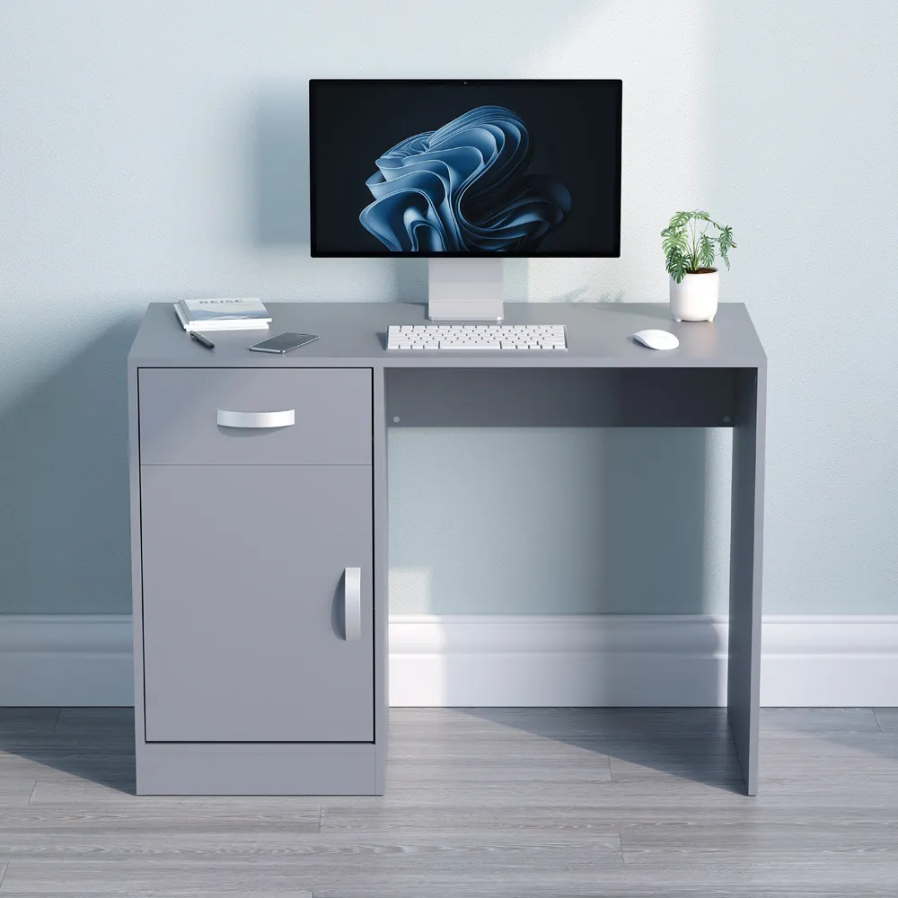 Hudson Computer Desk with Storage - Grey