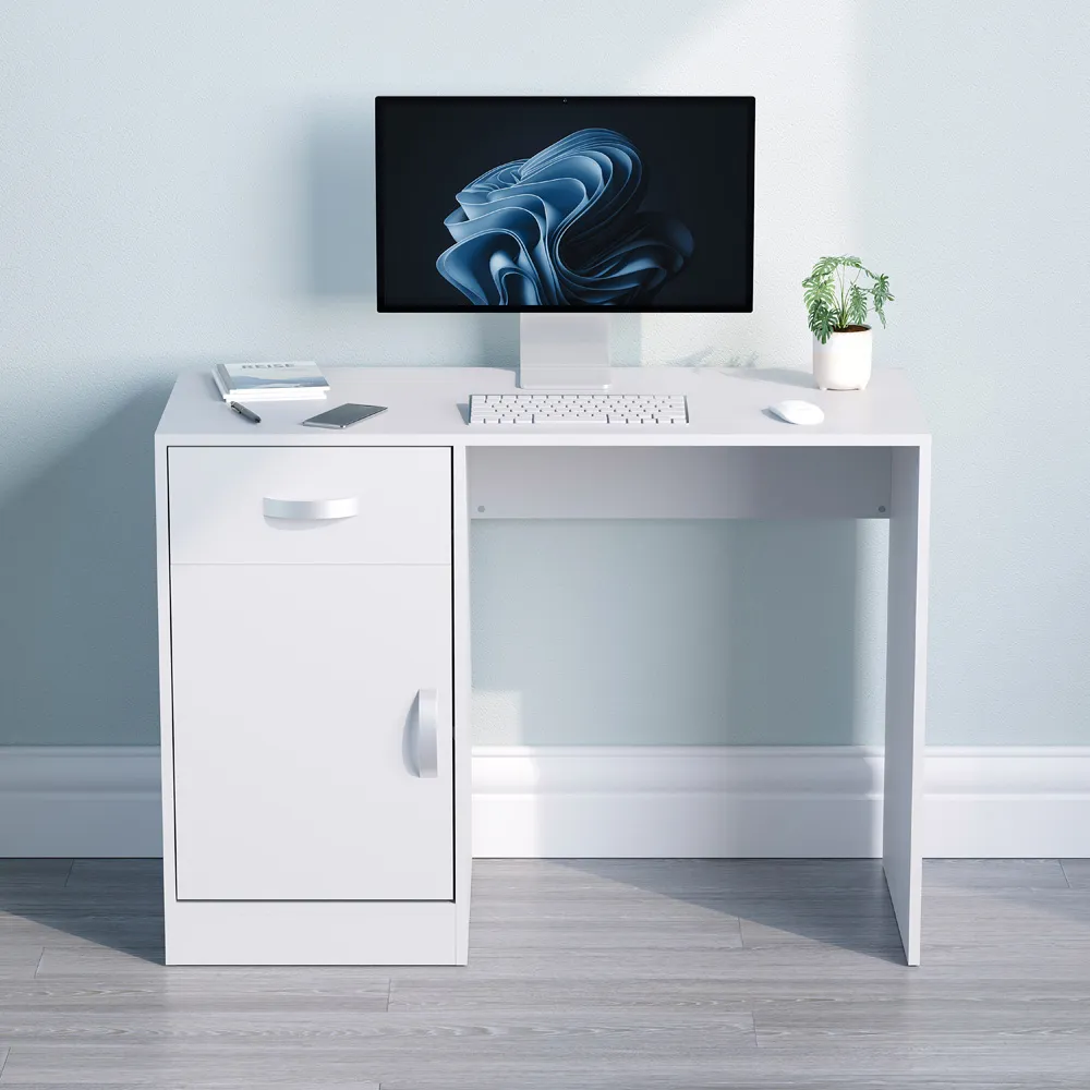Hudson Computer Desk with Storage - White