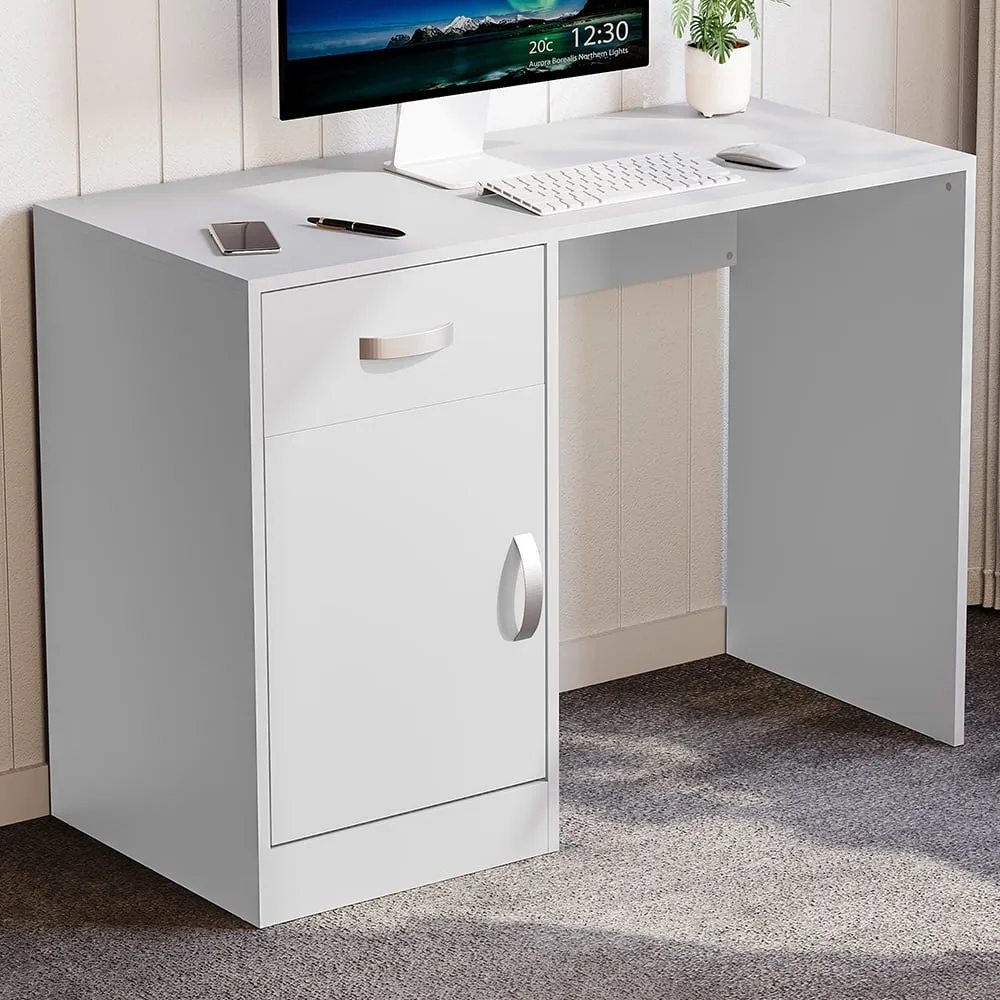 Hudson Computer Desk with Storage - White