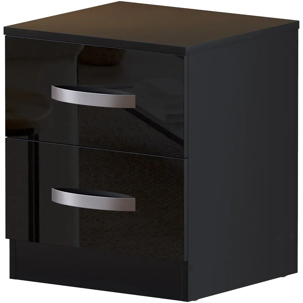 Hulio 2 Drawer Bedside Table - Black, MDF