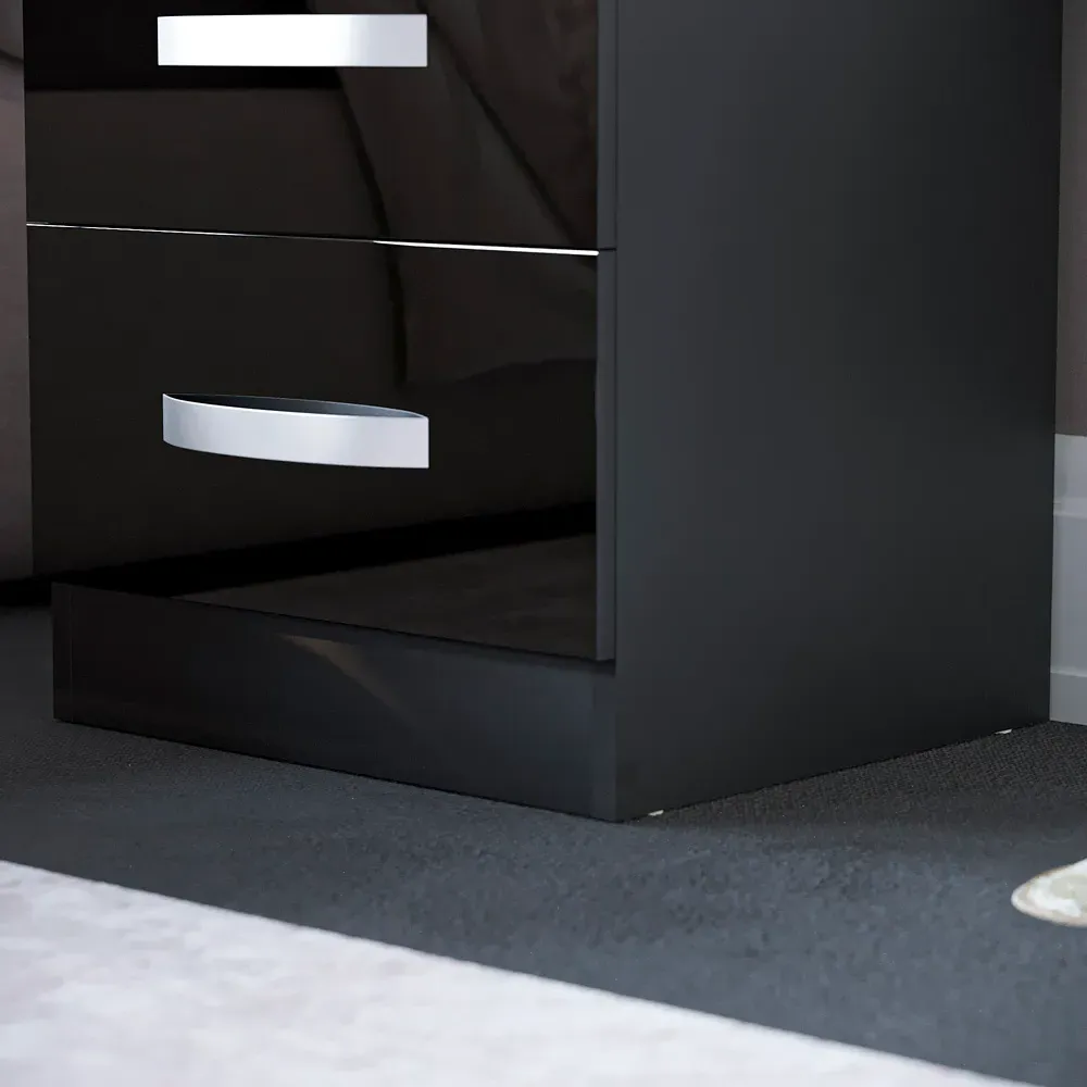 Hulio 2 Drawer Bedside Table - Black, MDF