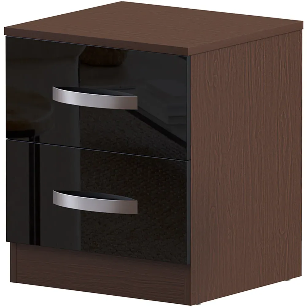 Hulio 2 Drawer Bedside Table - Walnut, MDF