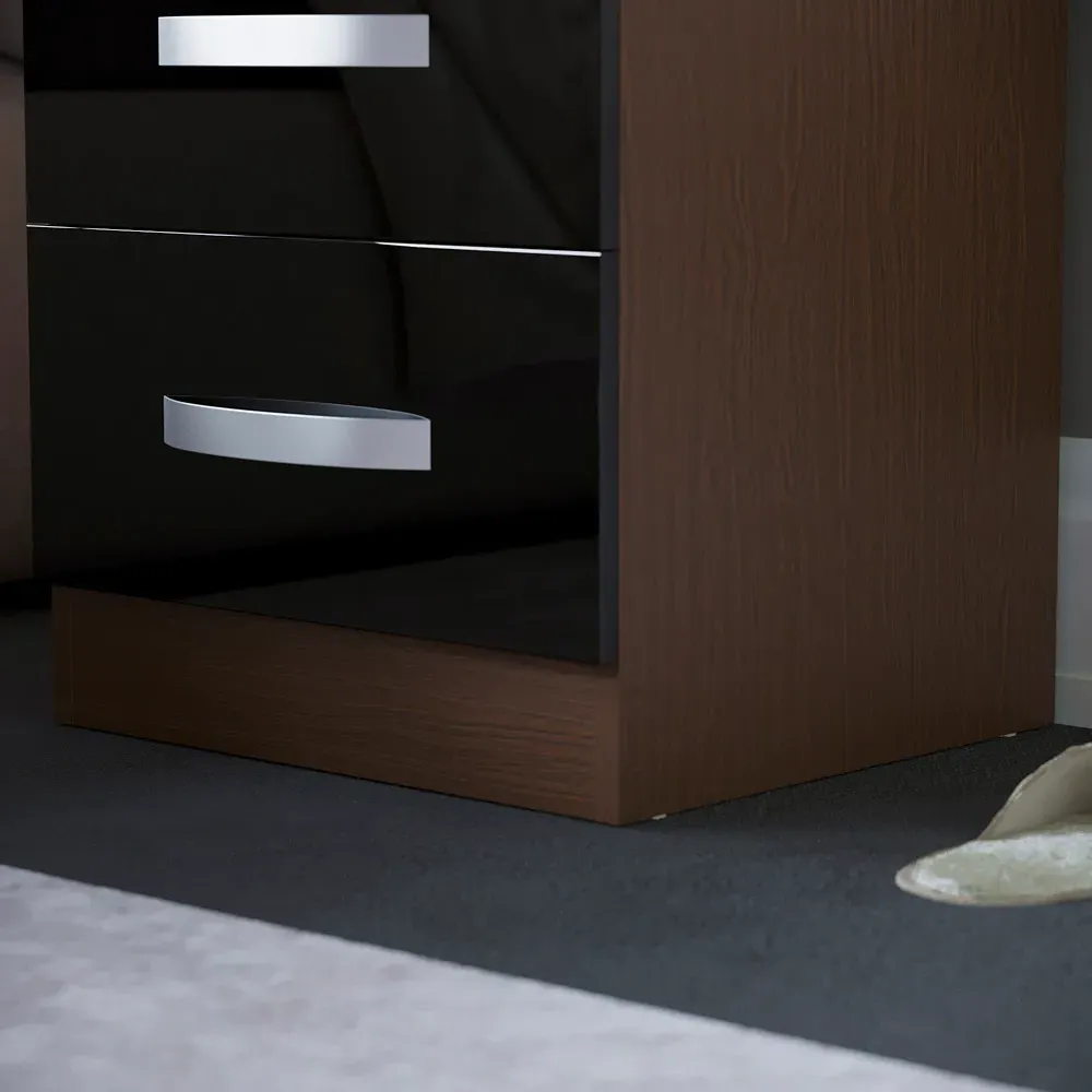 Hulio 2 Drawer Bedside Table - Walnut, MDF