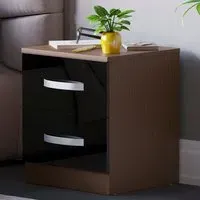 Hulio 2 Drawer Bedside Table - Walnut, MDF