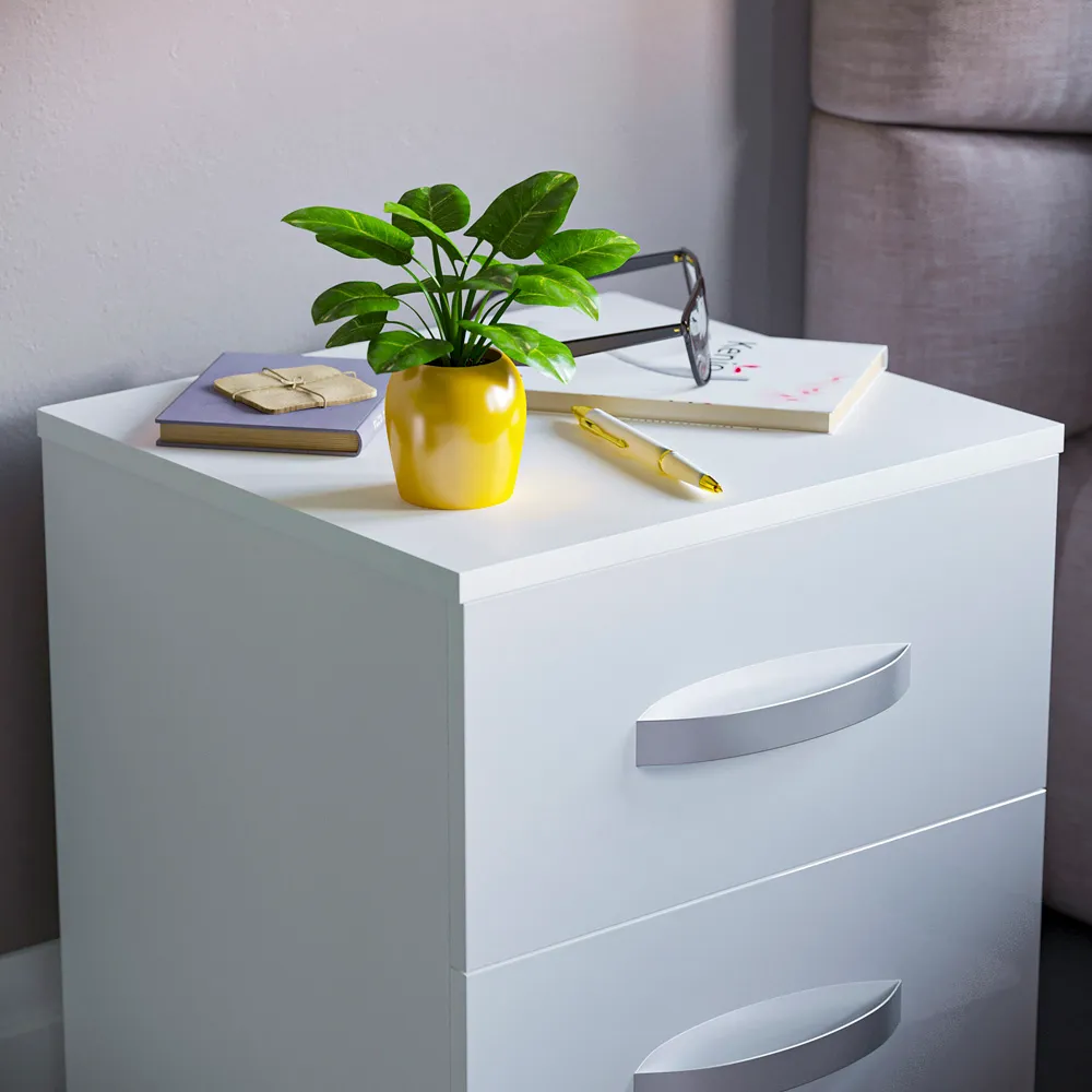 Hulio 2 Drawer Bedside Table - White