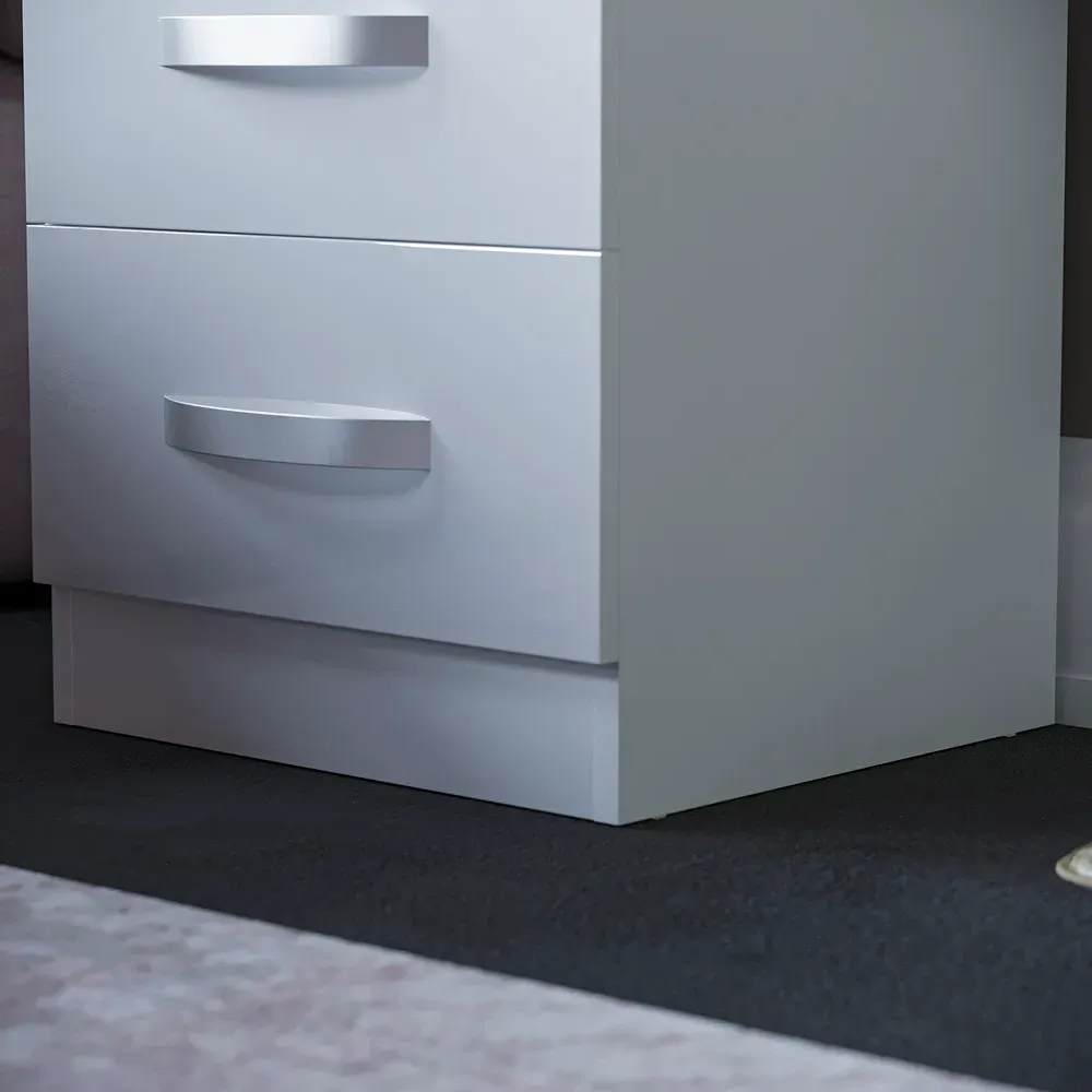 Hulio 2 Drawer Bedside Table - White