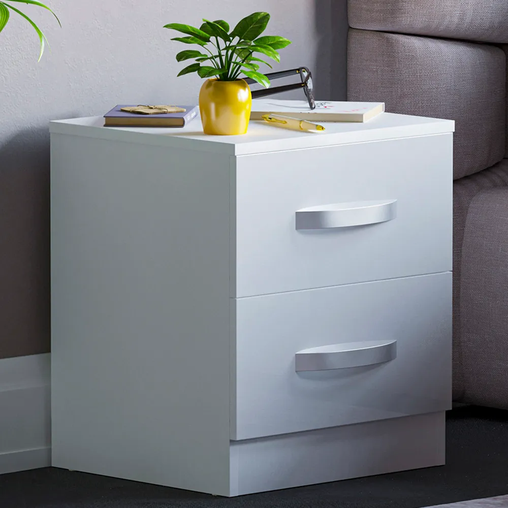 Hulio 2 Drawer Bedside Table - White