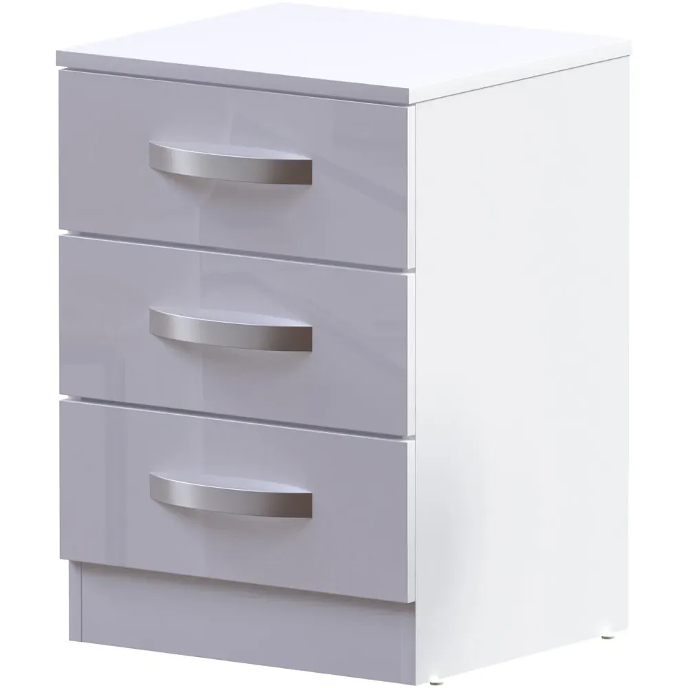 Hulio 3 Drawer Bedside Table - White
