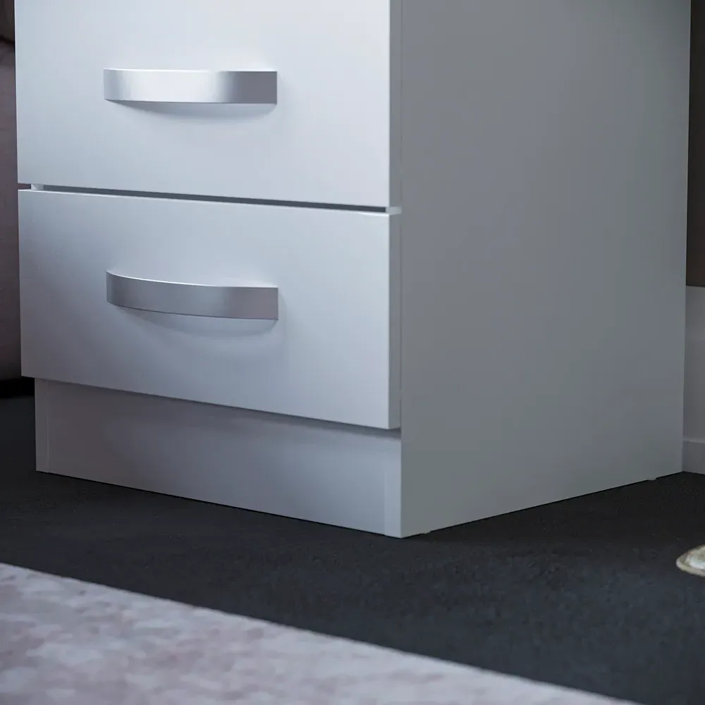 Hulio 3 Drawer Bedside Table - White