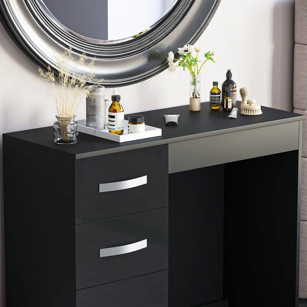 Hulio 3 Drawer Dressing Table - Black