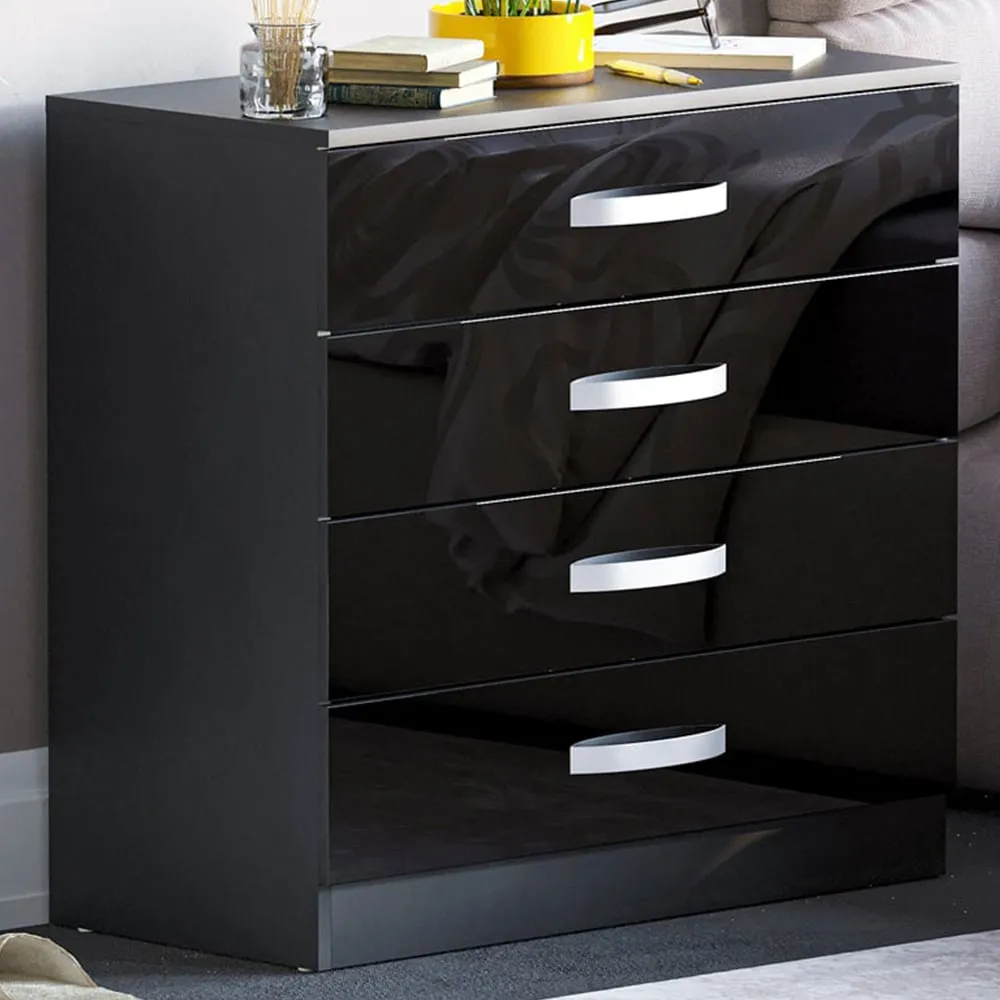 Hulio 4 Drawer Chest of Drawers - Black image