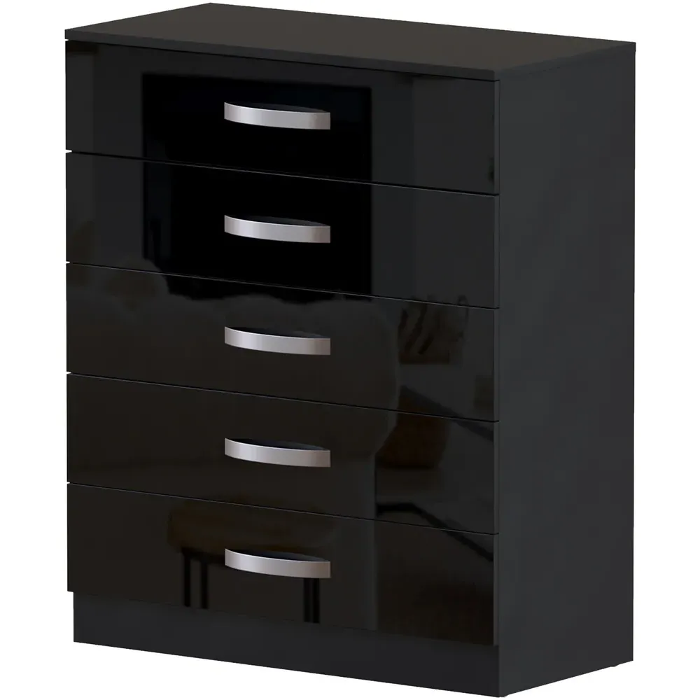 Hulio 5 Drawer Chest of Drawers - Black