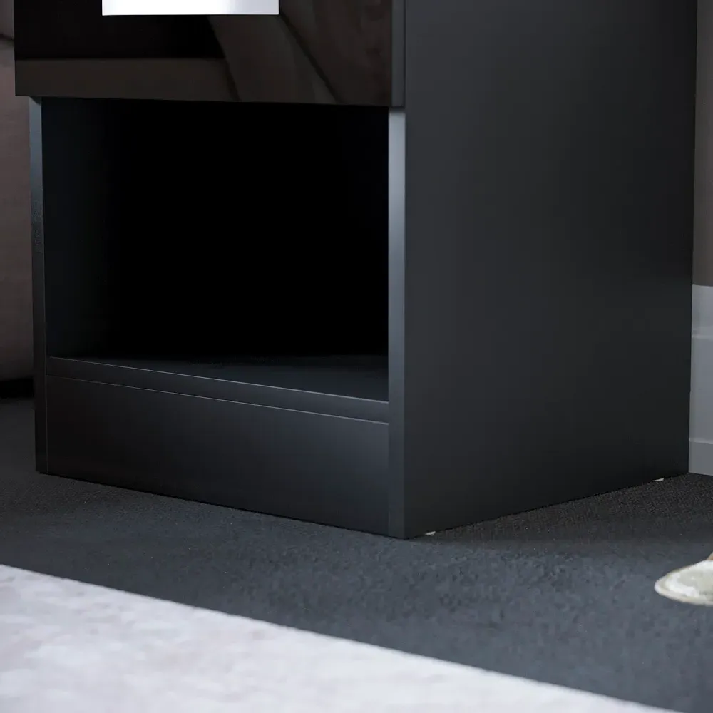 Hulio Single Drawer Bedside Table - Black, MDF