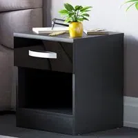 Hulio Single Drawer Bedside Table - Black, MDF
