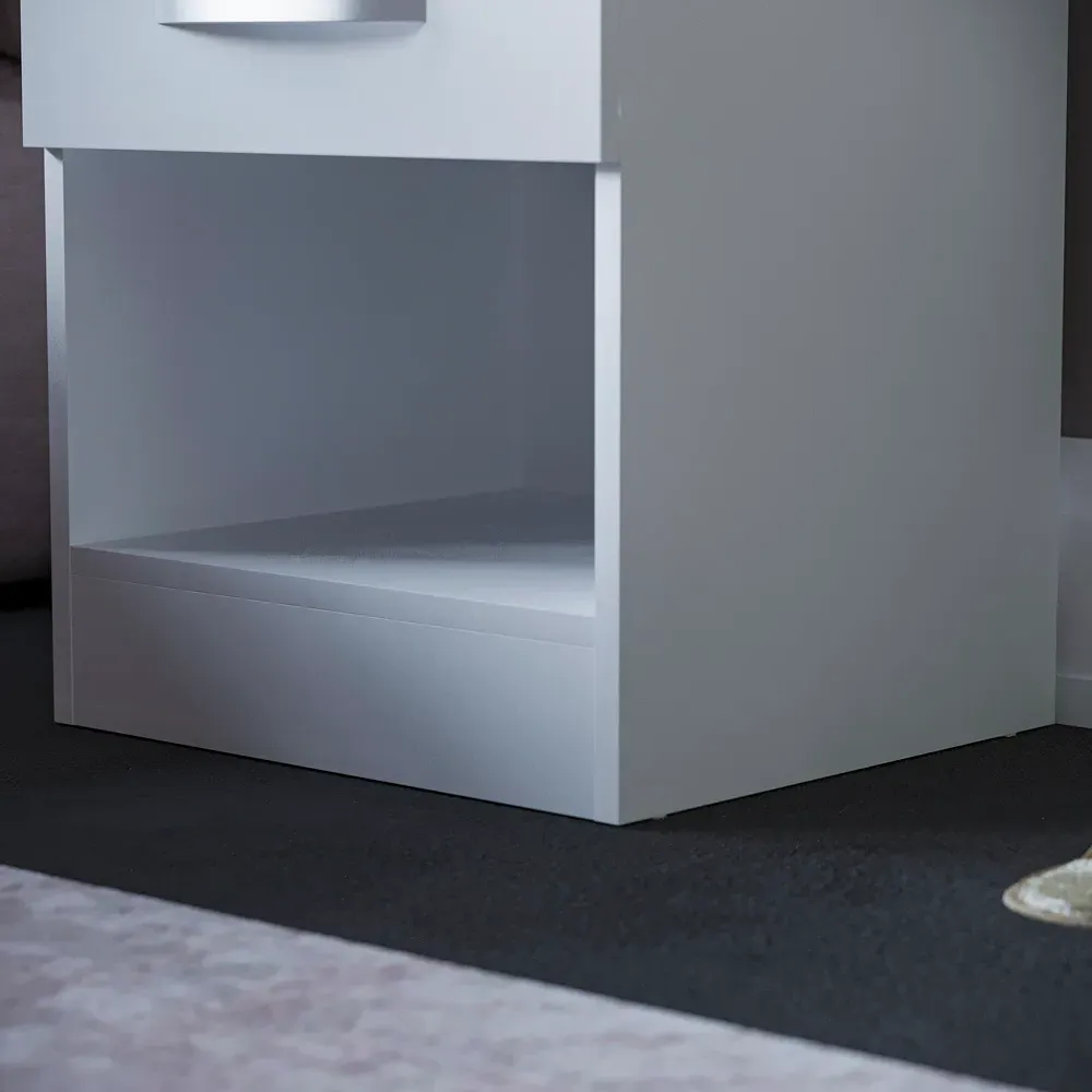 Hulio Single Drawer Bedside Table - White