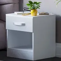 Hulio Single Drawer Bedside Table - White