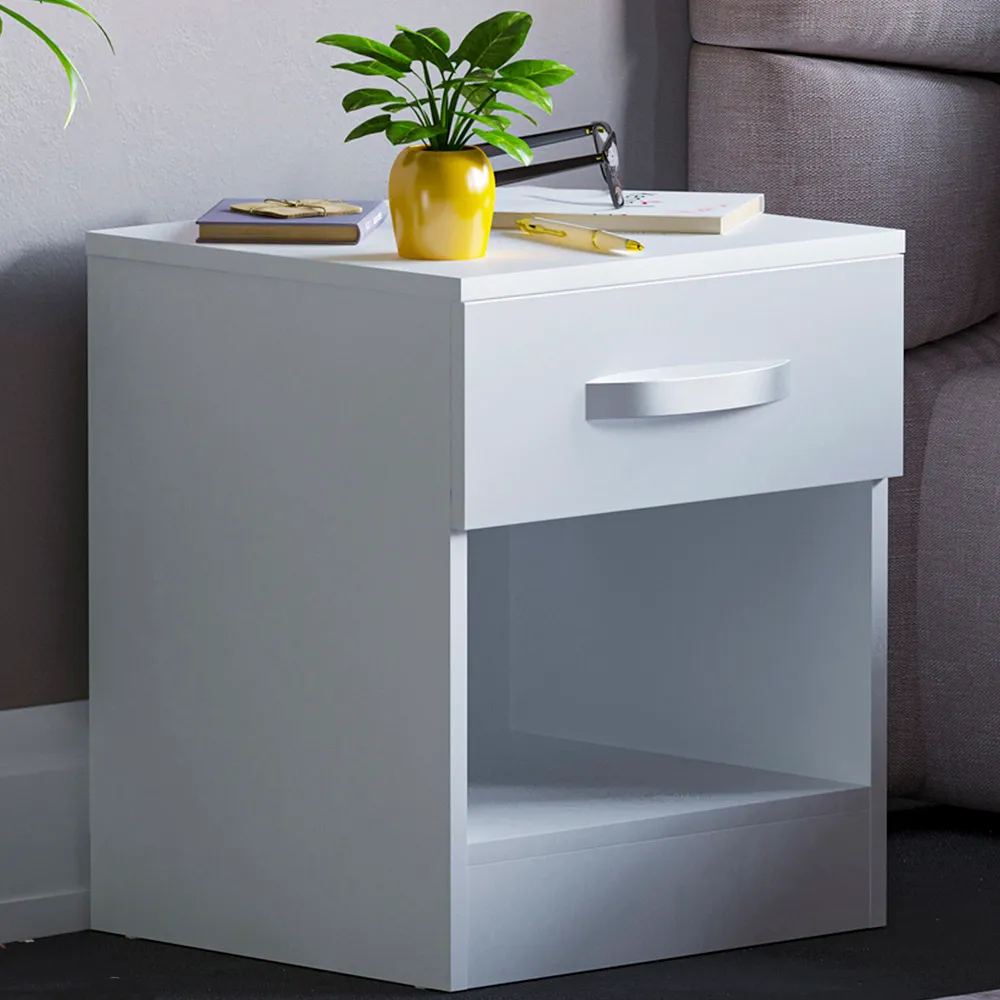 Hulio Single Drawer Bedside Table - White image