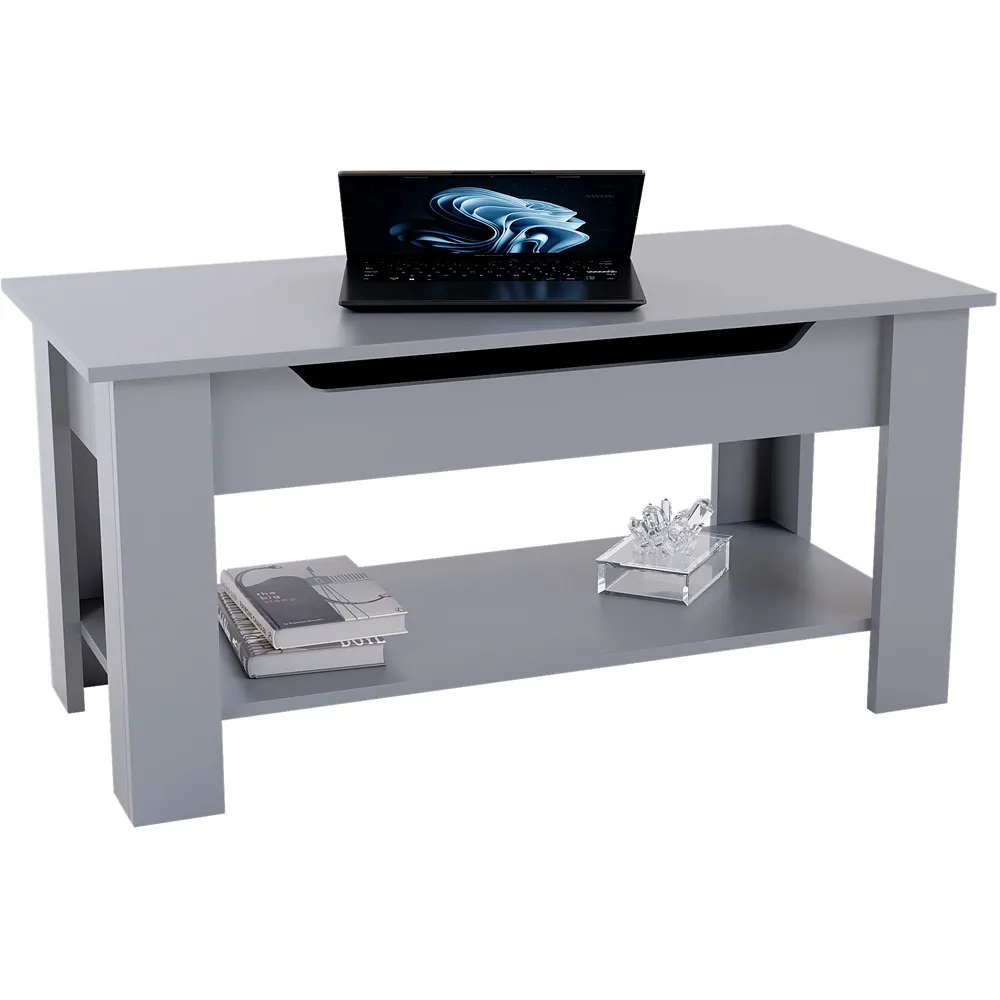 Lift Up Coffee Table with Storage - Grey