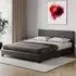 Lisbon King Size Bed Frame - Brown, Faux Leather