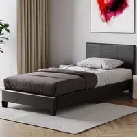 Lisbon Single Bed Frame - Black, Faux Leather