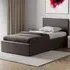 Lisbon Single Ottoman Bed Frame with Storage - Brown, Faux Leather
