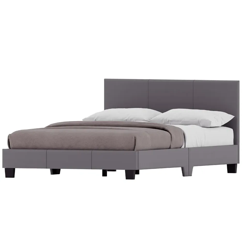 Lisbon Small Double Bed Frame - Grey, Faux Leather