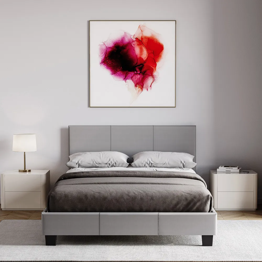 Lisbon Small Double Bed Frame - Grey, Faux Leather