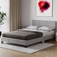 Lisbon Small Double Bed Frame - Grey, Faux Leather