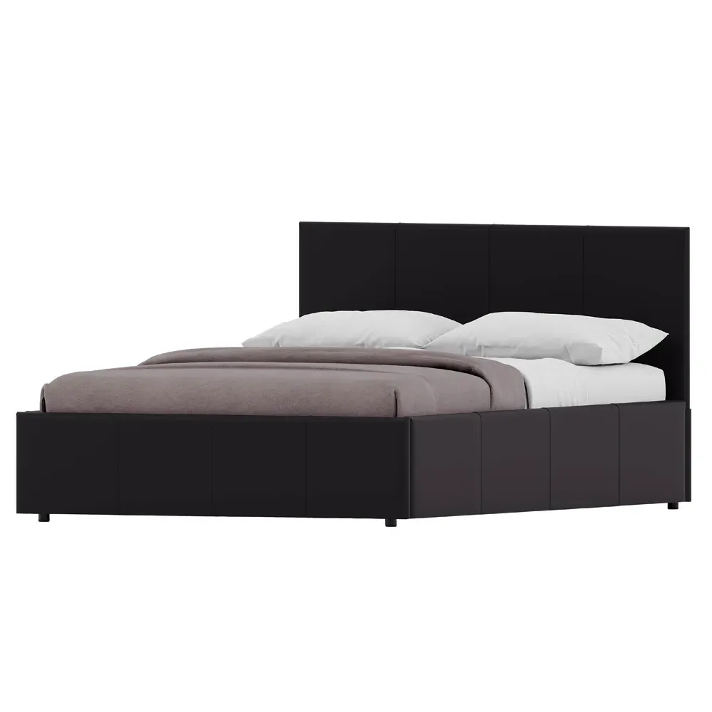 Lisbon Small Double Ottoman Bed Frame with Storage - Black