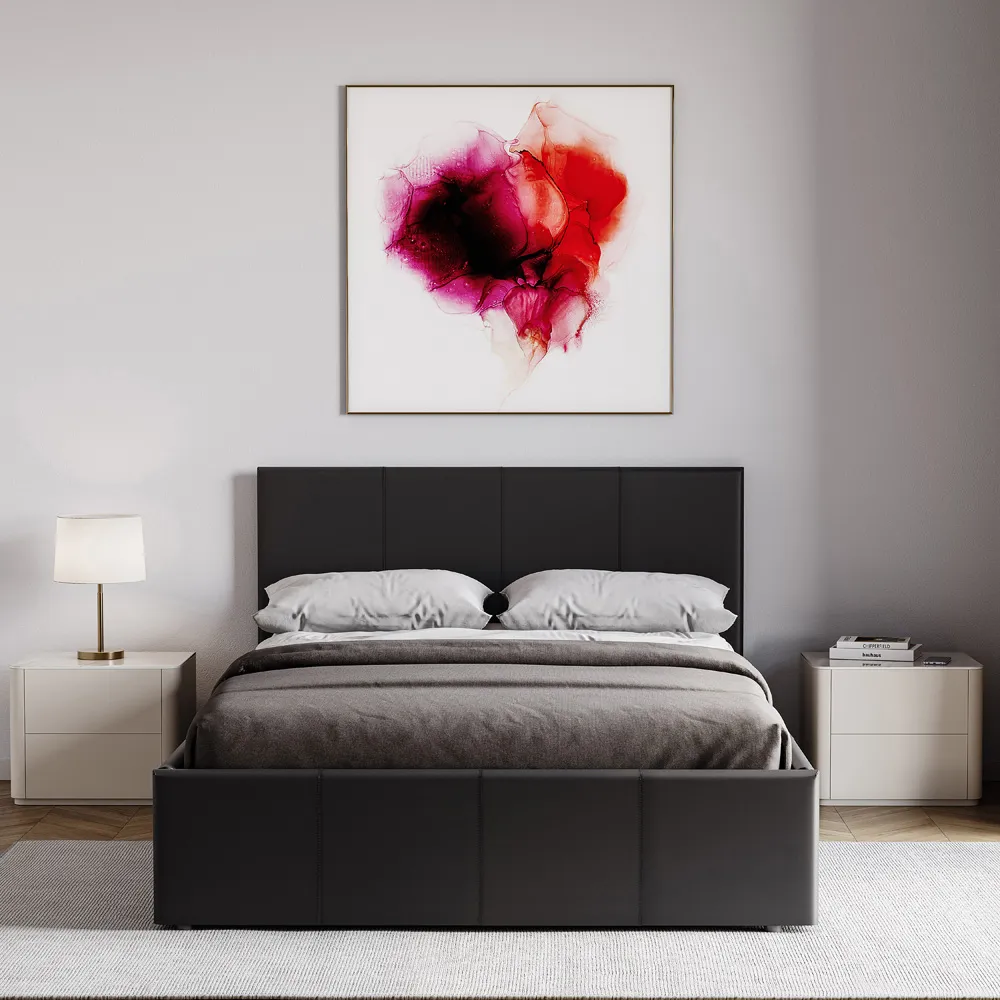 Lisbon Small Double Ottoman Bed Frame with Storage - Black