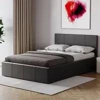 Lisbon Small Double Ottoman Bed Frame with Storage - Black