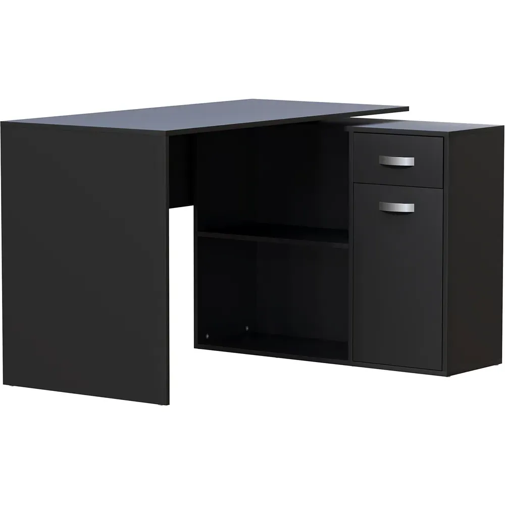 Longton Adjustable Computer Desk with Storage - Black
